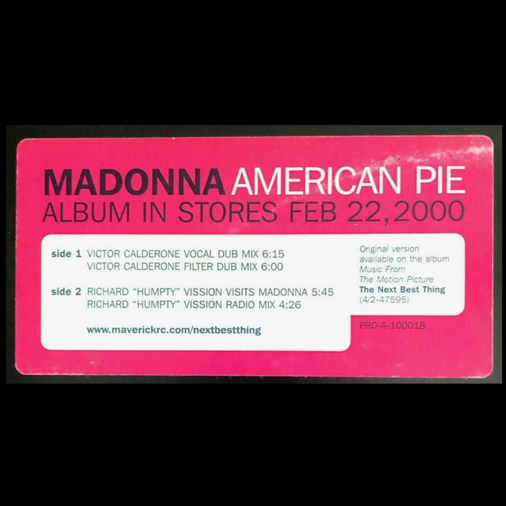 MADONNA ~ AMERICAN PIE Mixes 12" PROMO RECORD 2000 USA Ed.  22Yrs!  RARE VINTAGE